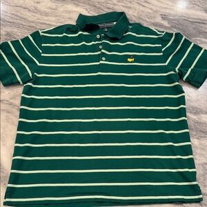 Masters Classic Green Striped Polo Shirt- has small pick in the shirt, pictured